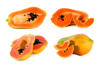 ripe papaya isolated on a white background