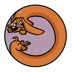 Ball character dog dachshund cartoon illustration isolated image character
