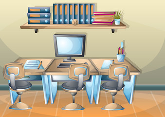 cartoon vector illustration interior office room with separated layers in 2d graphic