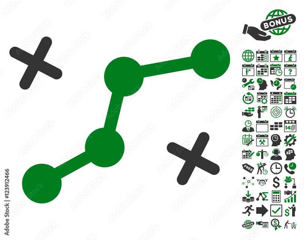 Poster route points icon with bonus calendar and time service design elements. vector illustration style is