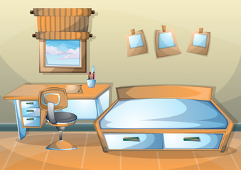 cartoon vector illustration interior kid room with separated layers in 2d graphic