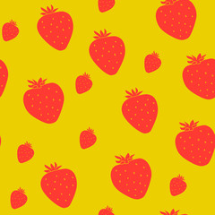 Strawberries seamless pattern. Summer vector  background