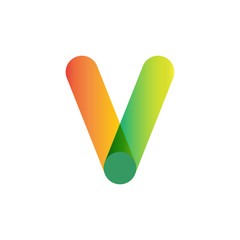 V letter one line colorful logo. Vector design template elements an icon for your application or company