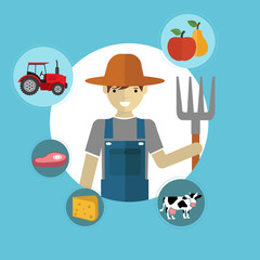 Modern flat concept of Farmer and Organic Clean Food