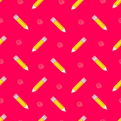 Seamless background with pencils and .doodle. Vector pattern