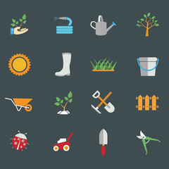 Environmental activities. Gardening icons set.
