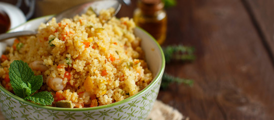 Couscous with shrimps and vegetables