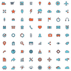 Set of universal modern thin line icons for web and mobile .