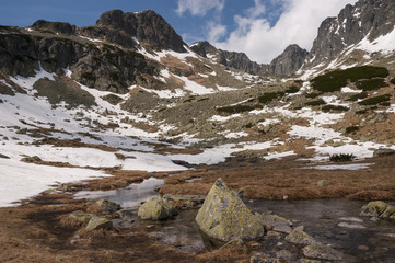 Fototapeta na wymiar Panorama mountain spring landscape