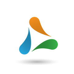 Abstract icon of  three drop-shaped elements.