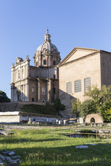 Fototapeta na wymiar Forum Romanum, Curia Julia, Chiesa dei Santi Luca e Martina, Rom