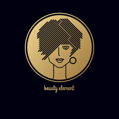 Design element for the logo with stylish female hairstyle.