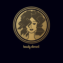 Design element for the logo with stylish female hairstyle.