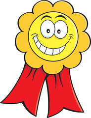 Cartoon illustration of an award ribbon.