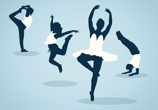 Ballet Dancer Silhouette Illustrations