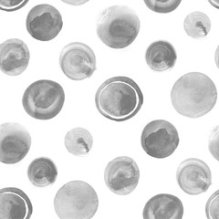 Seamless pattern of watercolor gray circles.
