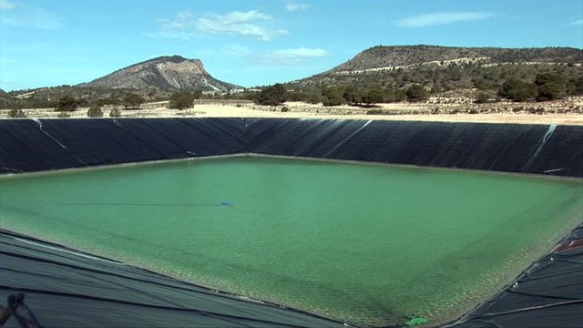 Mediterranean water, typically used in agriculture for irrigation. This one is filmed in Murcia in Spain.