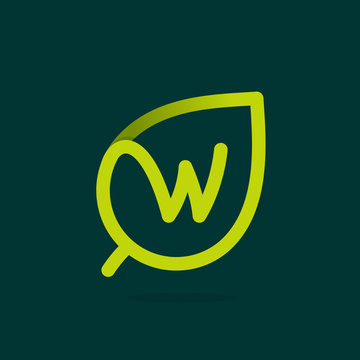 W Letter Logo In Green Leaf.