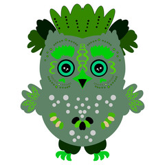 Illustration of an owl. Bright bird