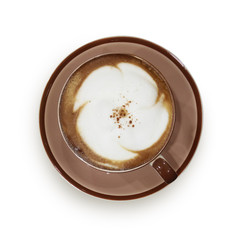 Hot cappuccino coffee cup isolate on white background