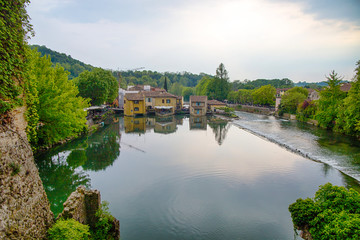 Fototapeta na wymiar The picturesque village on the river bank, Borghetto sul Mincio , Verona, Italy
