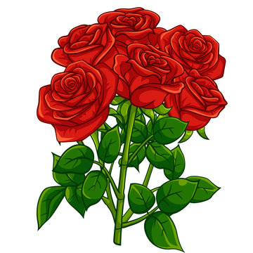 Red rose cartoon style