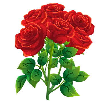 red roses bouquet green leaves clip art preview