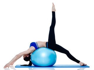 woman fitness pilates exercices isolated