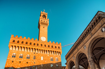 Fototapeta premium Piazza della Signoria in Florence. Medieval buildings