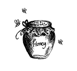 Honey jar hand drawn vector