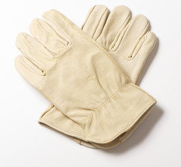 Leather work gloves isolated ion white background