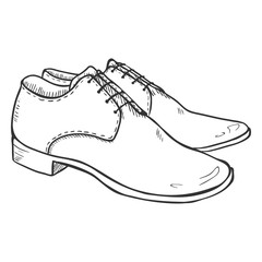 Vector Sketch Illustration - Pair of Classic Men Shoes