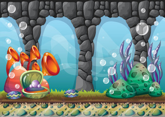 cartoon vector underwater background with separated layers for game art and animation game design asset in 2d graphic