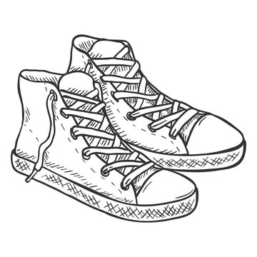 Vector Sketch Illustration - Pair of High Casual Gumshoes