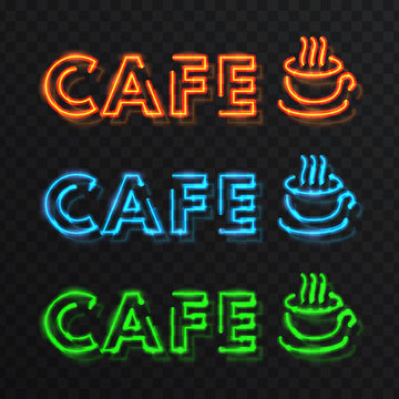 Illustration with the image of neon signs. retro design.Objects are made and represent the old style and old time.