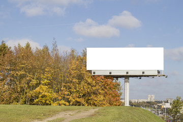 Mock up. Blank billboard outdoors, outdoor advertising, public information board in city