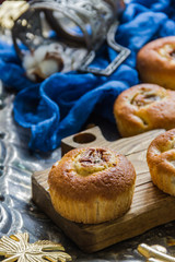 Homemade banana muffins, selective focus