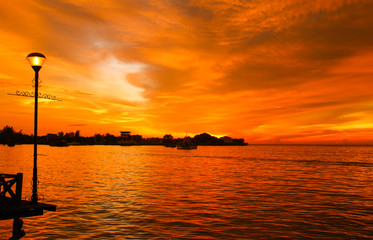 Breathtaking sunset and dramatic sky in Kota Kinabalu