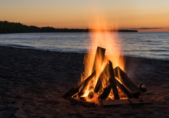 Beach Bonfire at Sunset