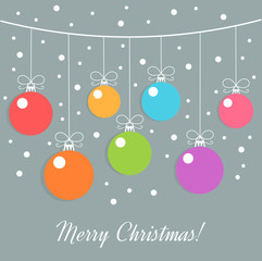 Christmas colorful balls hanging
