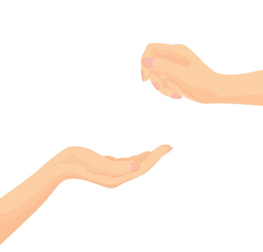 Vector of Hands holding and hands giving 