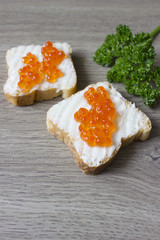 sandwiches with red caviar