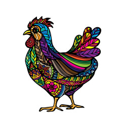 Vector hand draw of Colorful Chicken