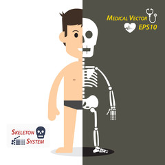Human and skeleton ( flat design )