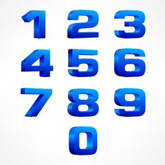 Alphabet isometric numbers in blue