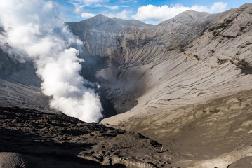 Crater of Bromo volcano in Bromo Tengger Semeru National Park, E