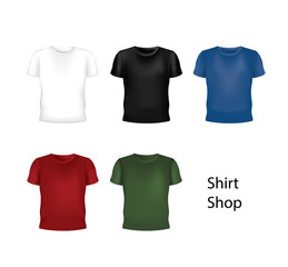 Vector set of Mix color Blank t-shirt