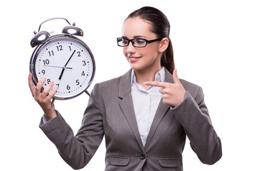 Businesswoman with clock in business concept