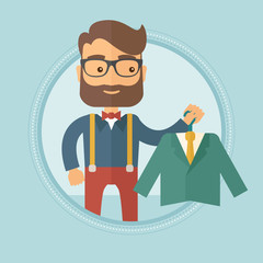 Shopper holding suit jacket vector illustration.