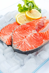 Fresh Raw Salmon Red Fish Steak